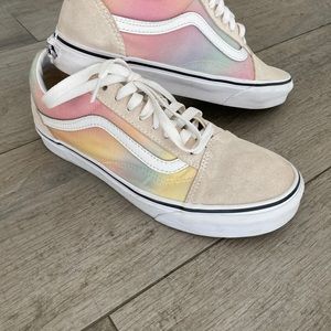 Multi pastel old skool Vans with suede toes and heels